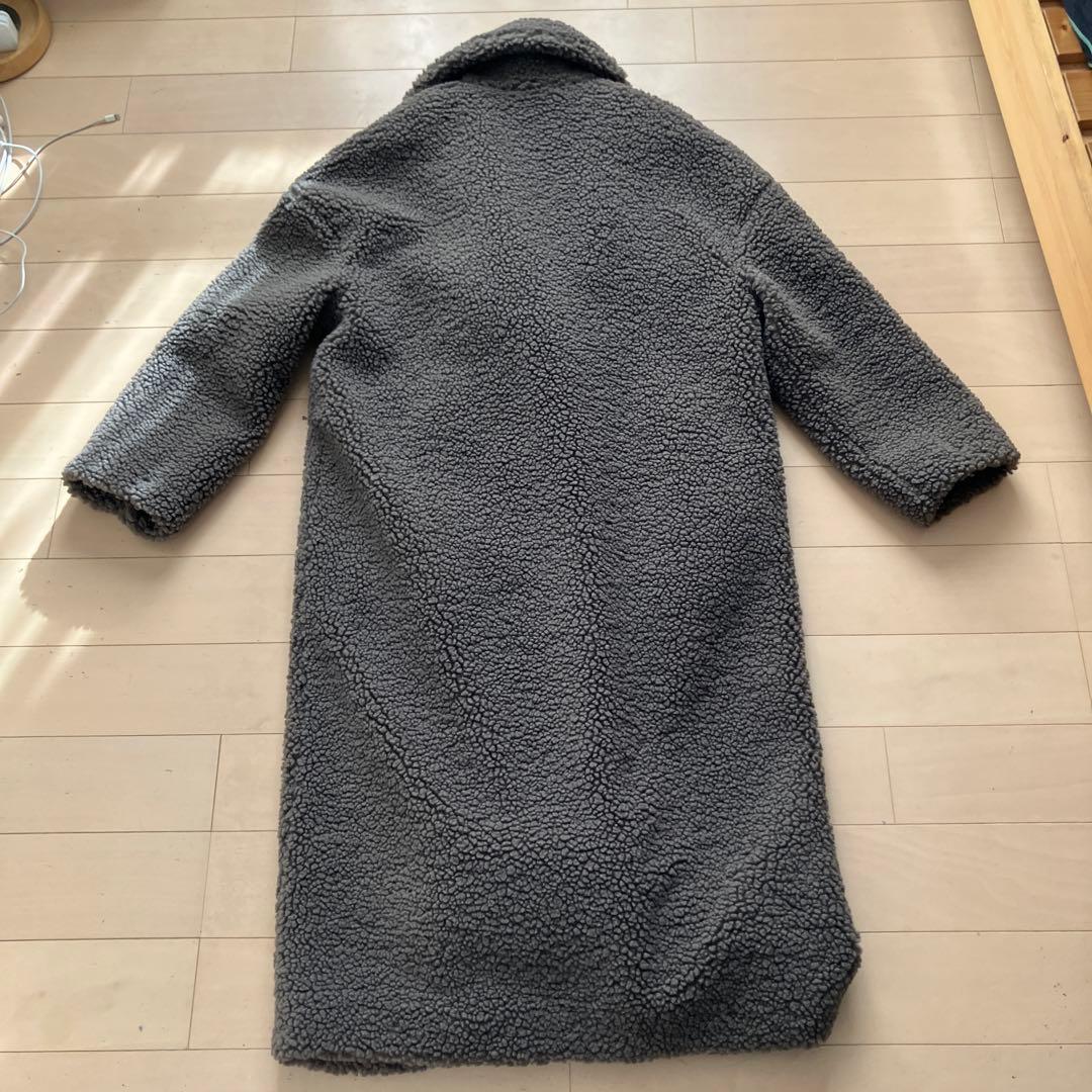 ZARA ボア ダブルブレストコート グレー S