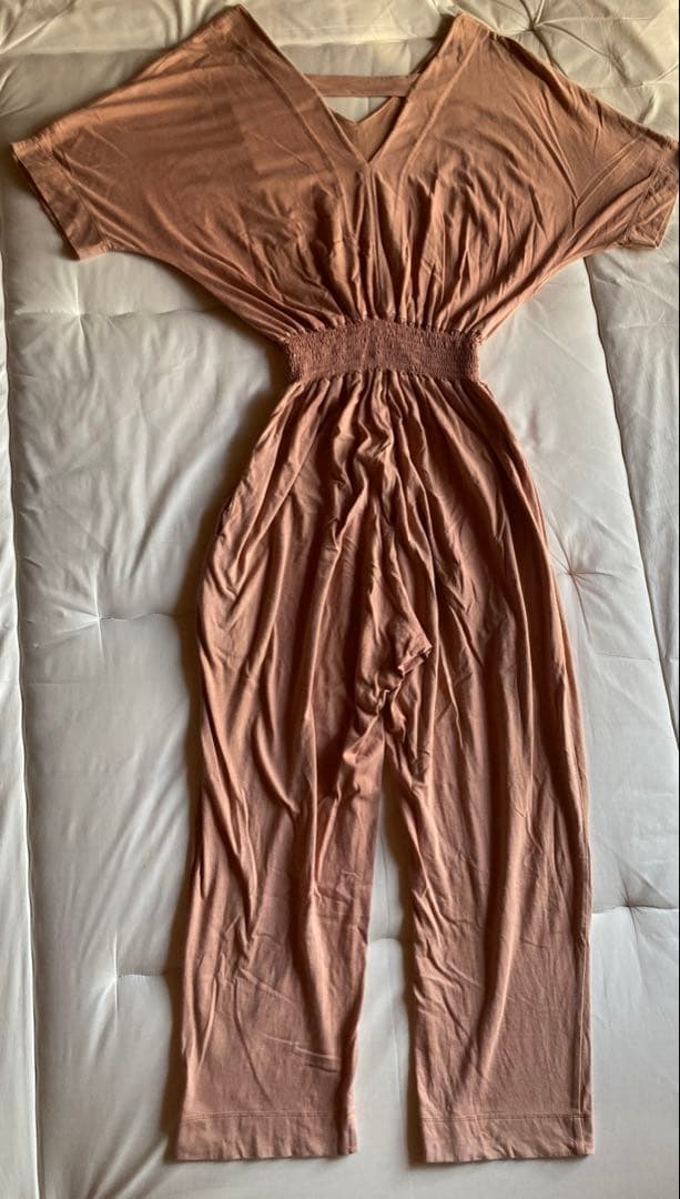 yinyang オールインワン コーラルピンク　ヨガ　オーガニックコットン