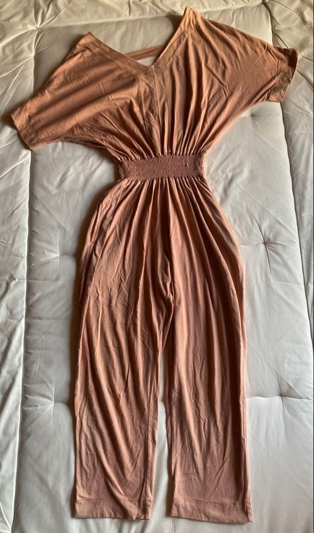 yinyang オールインワン コーラルピンク　ヨガ　オーガニックコットン