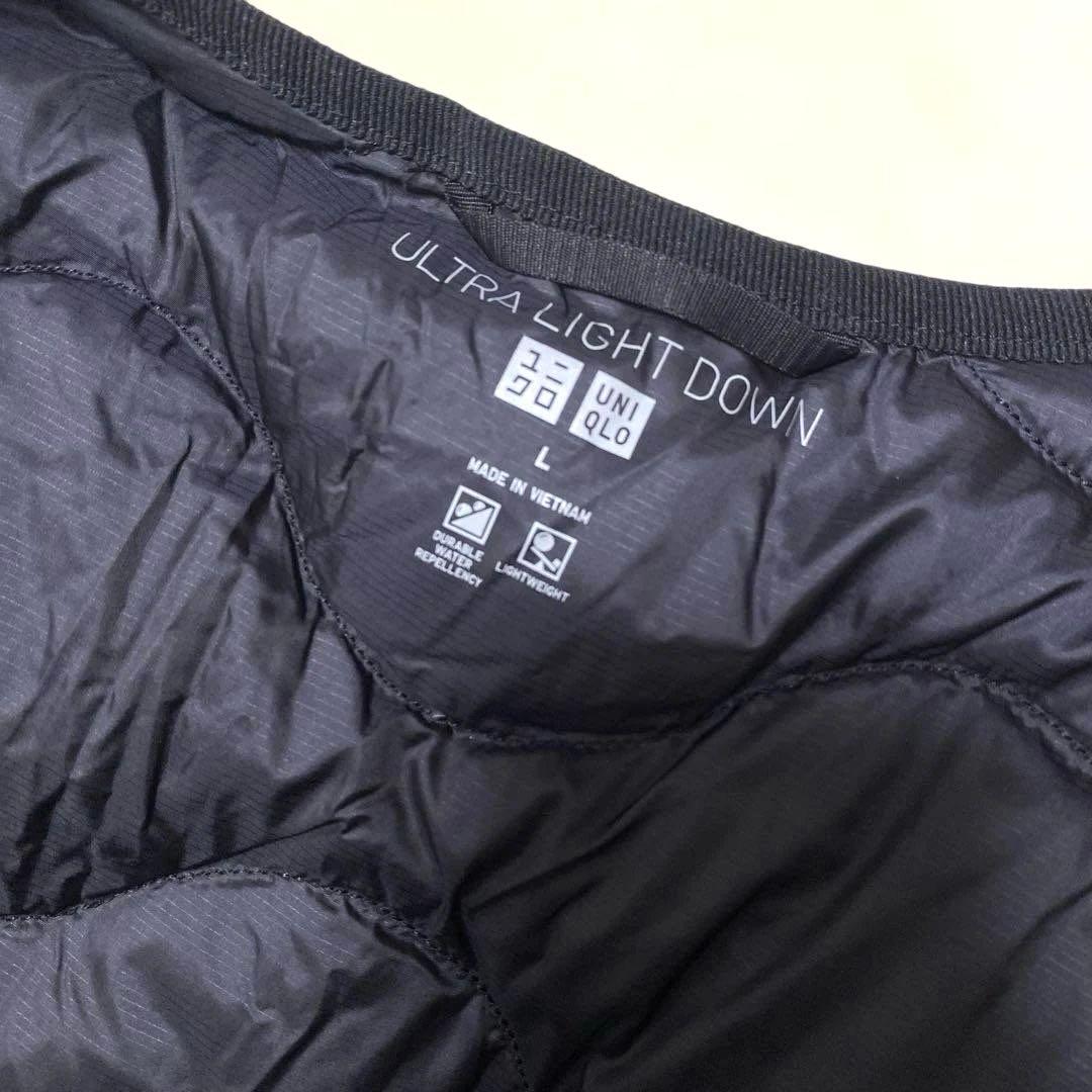 美品 ユニクロ ウルトラライトダウン　ロングベスト ブラック L キルティング