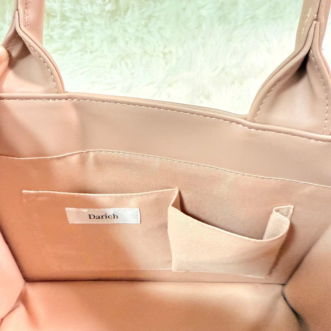 未使用品に近い❣️Darich ロゴショルダーレザーミニトートバッグ ピンク