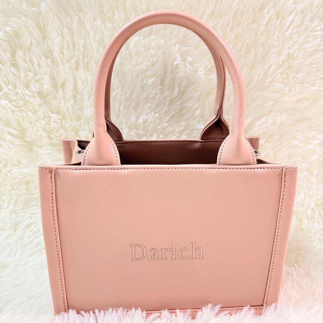 未使用品に近い❣️Darich ロゴショルダーレザーミニトートバッグ ピンク