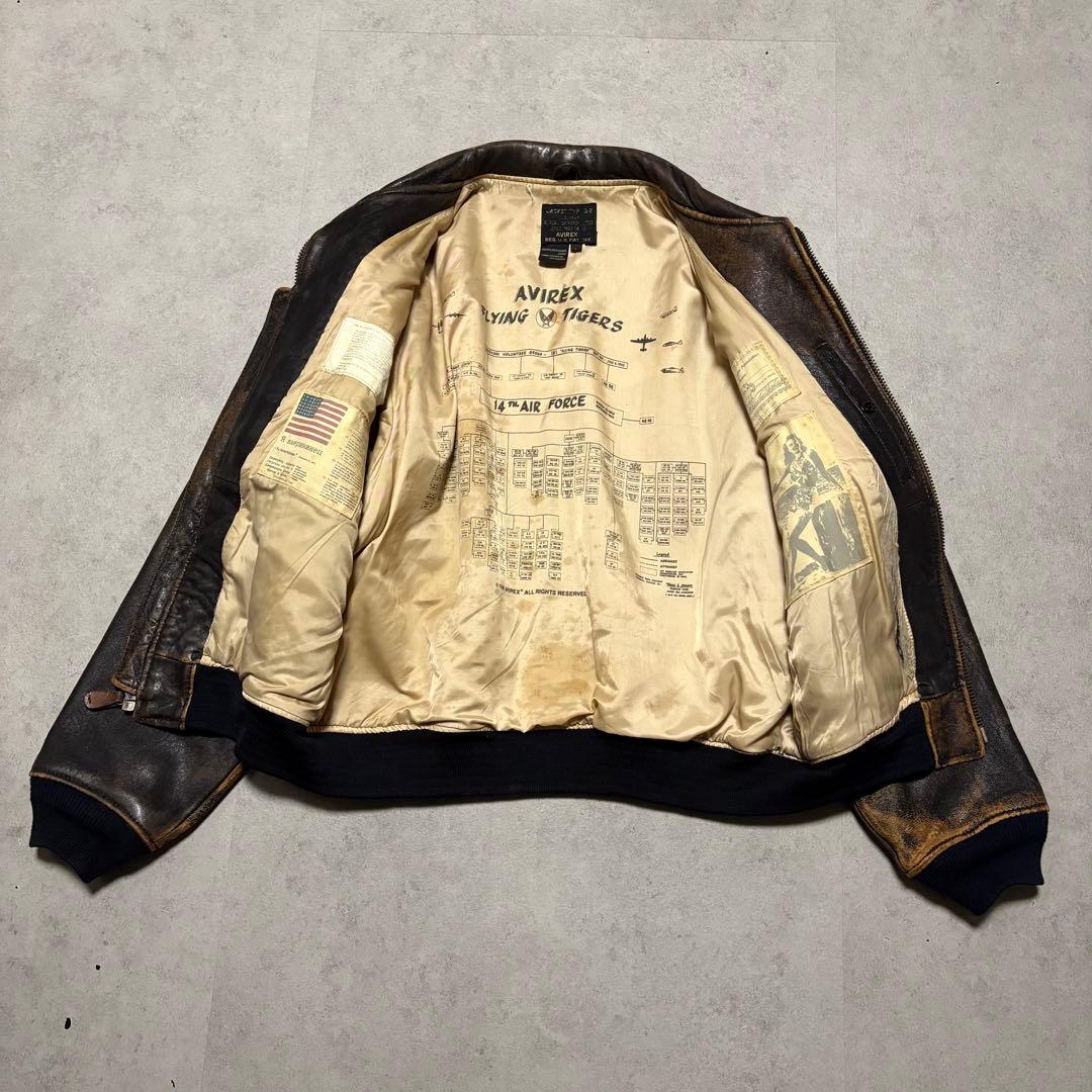 【入手困難G-2】AVIREX フライトジャケット A-2 本革　レア　L 茶