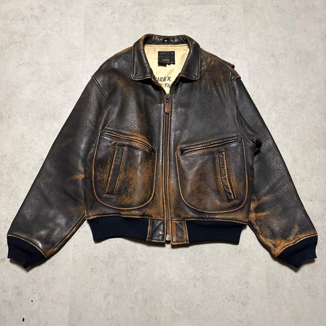 【入手困難G-2】AVIREX フライトジャケット A-2 本革　レア　L 茶