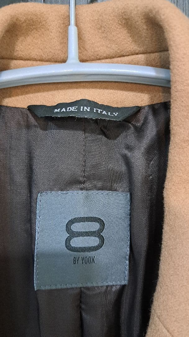 8 By YOOX ウールコート キャメル　ダブルブレストコート　ロングコート