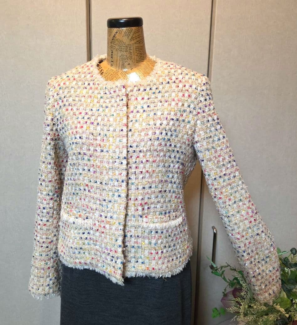 特別お値下げ❗セオリーリュクス 多色ツイード ノーカラージャケット