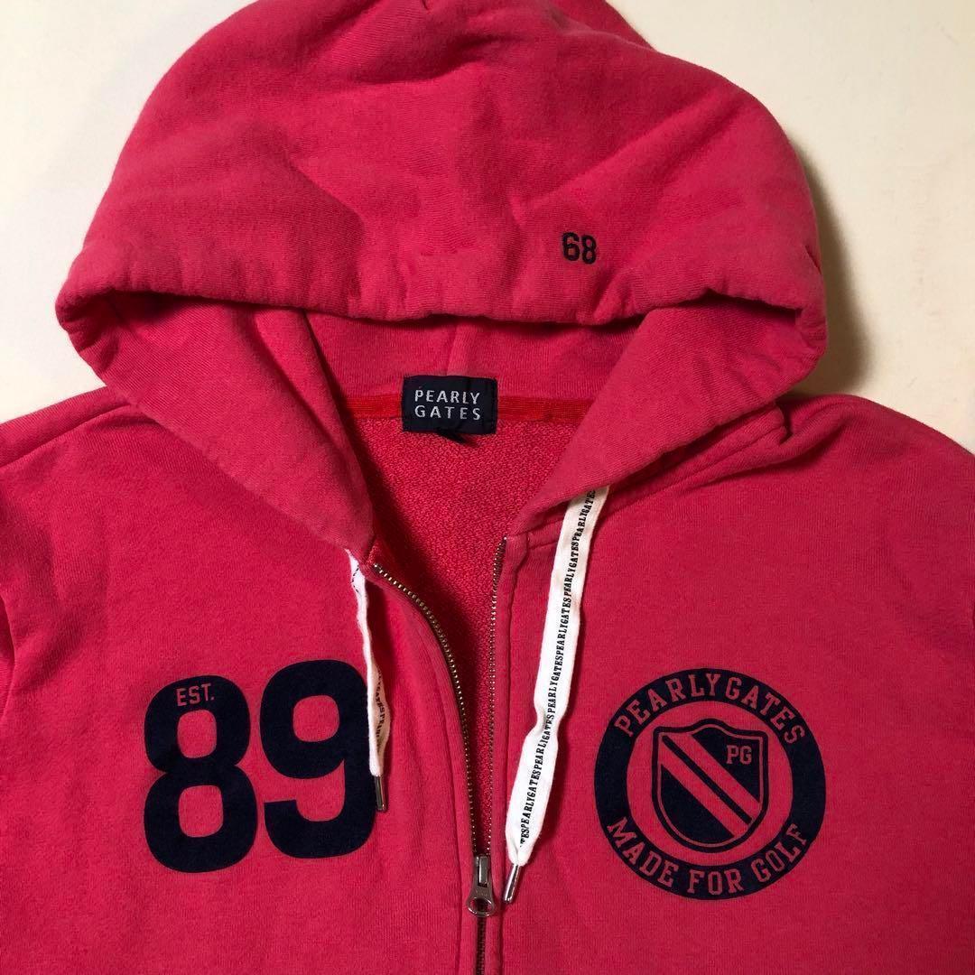 パーリーゲイツ ダブルジップ パーカー 日本製 レッド系 サイズ