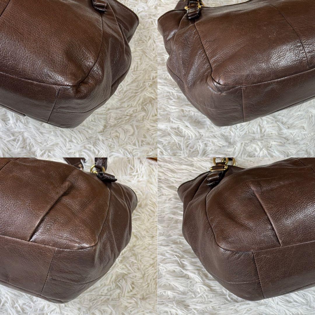 コーチ トートバッグ マディソン マギー レザー ロゴ金具 茶 Y2K 大容量