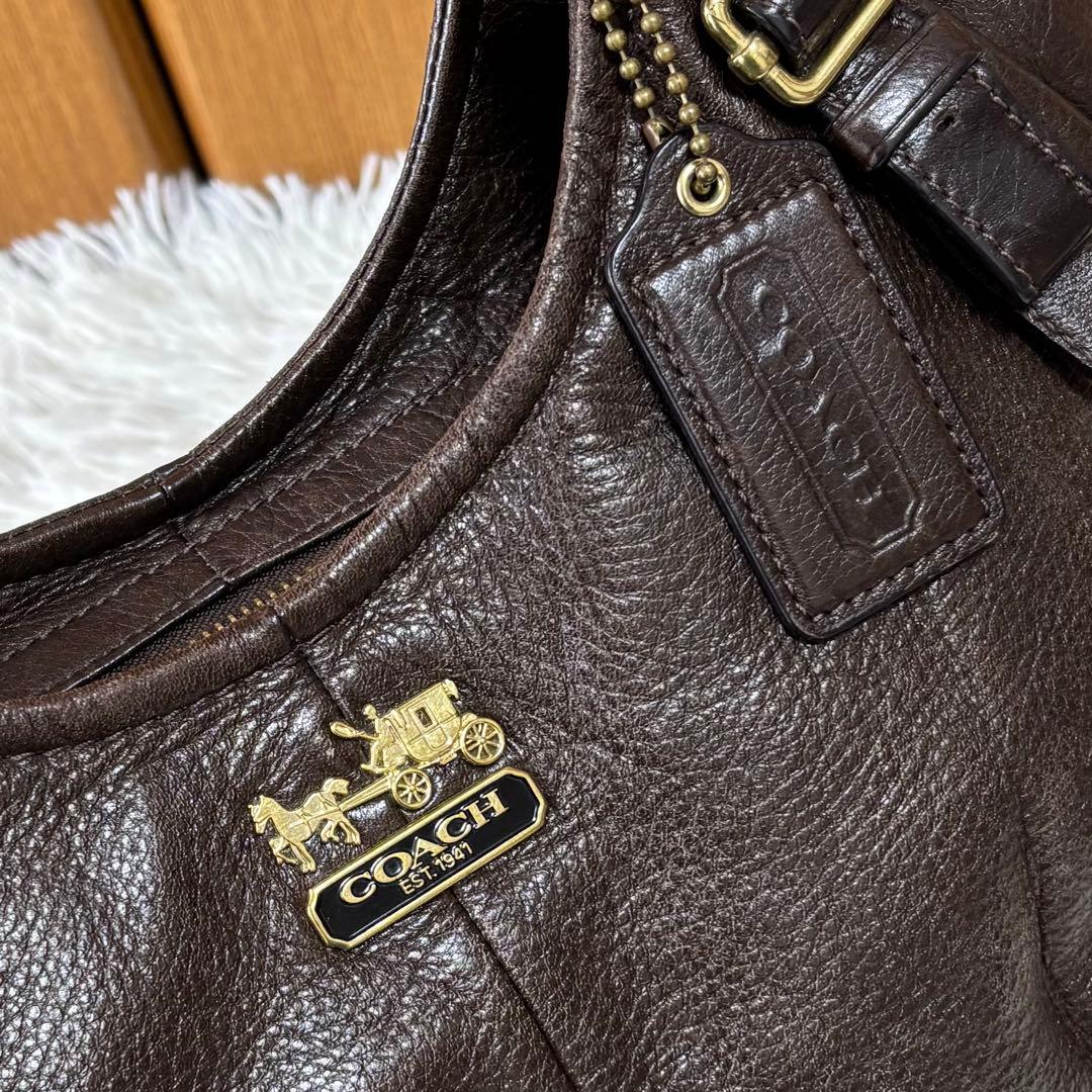 コーチ トートバッグ マディソン マギー レザー ロゴ金具 茶 Y2K 大容量