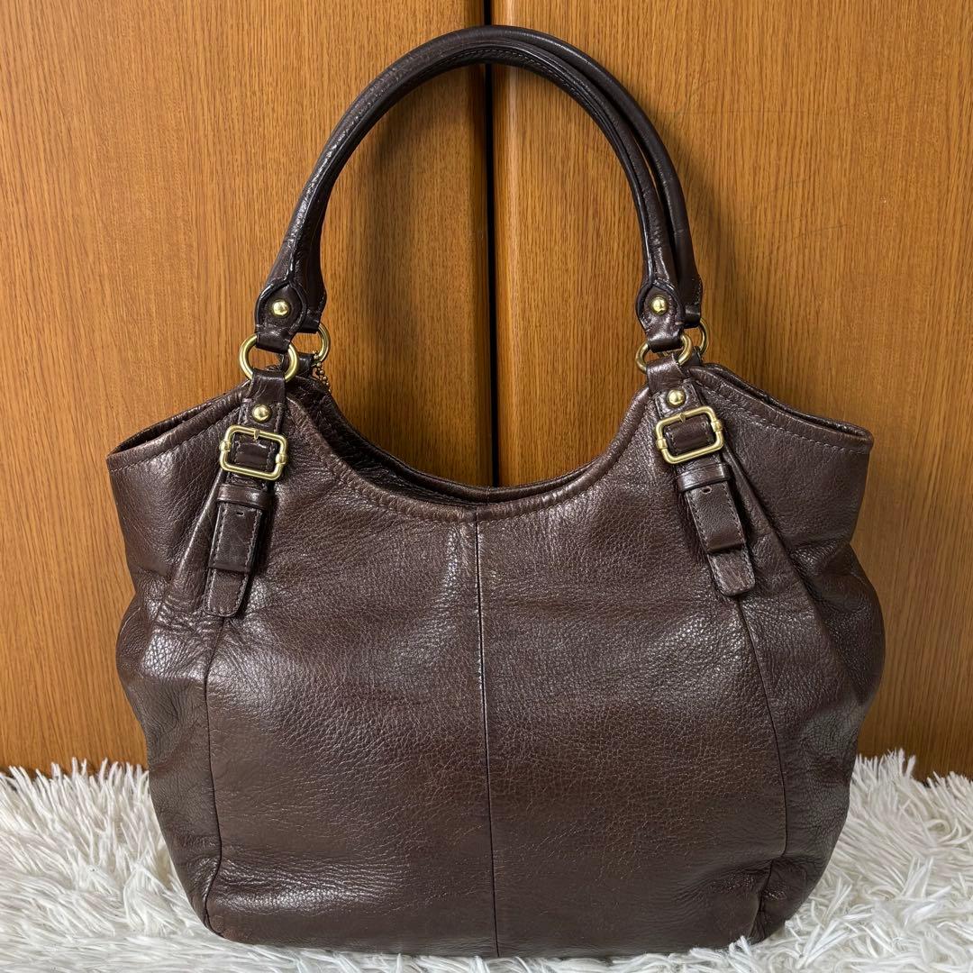 コーチ トートバッグ マディソン マギー レザー ロゴ金具 茶 Y2K 大容量