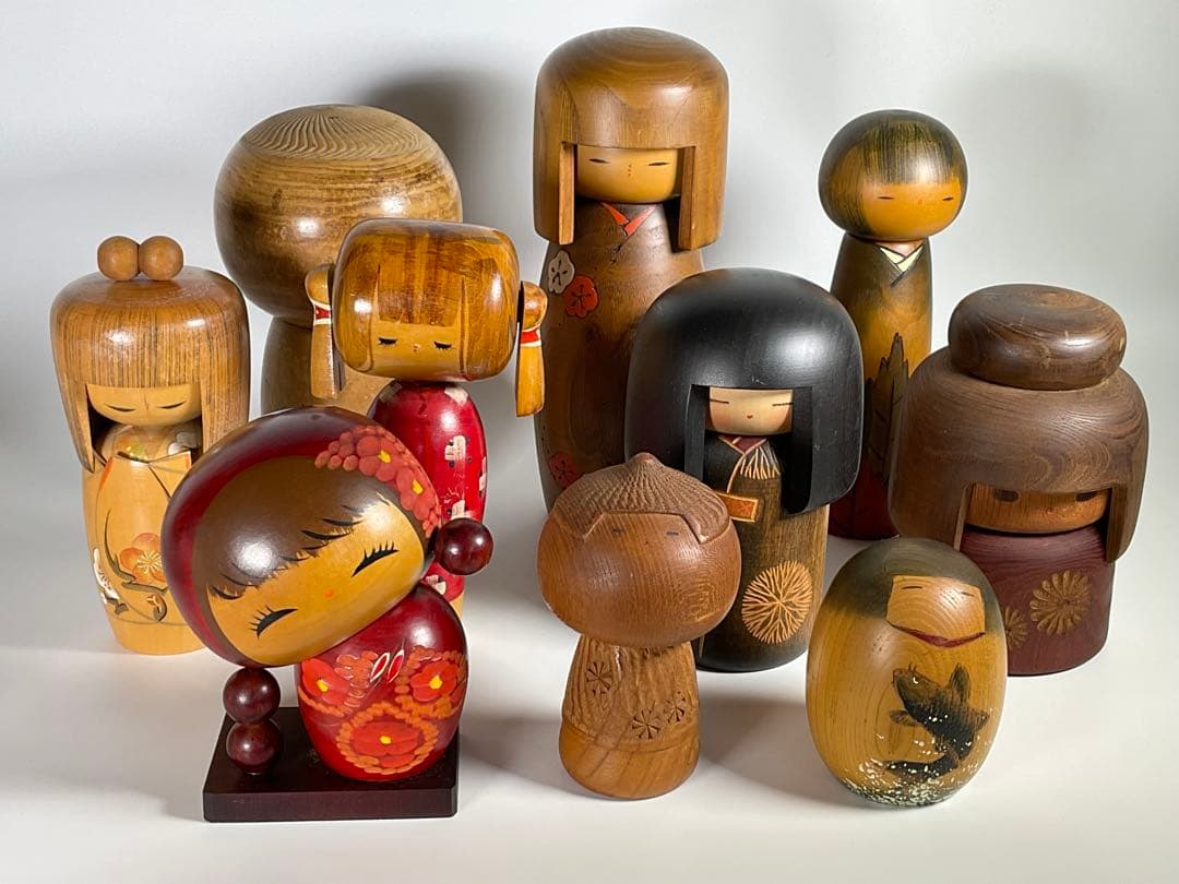 創作こけし　山中三平　三作　卯三郎　はじめ　晃常他　１０体　内閣総理大臣賞受賞