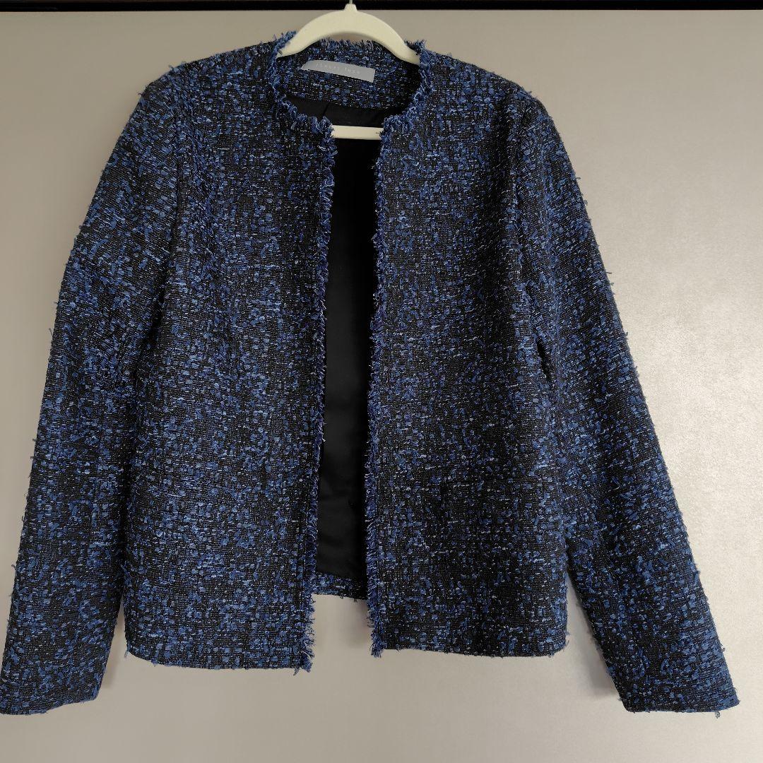 theory luxe ノーカラージャケット ダークブルー