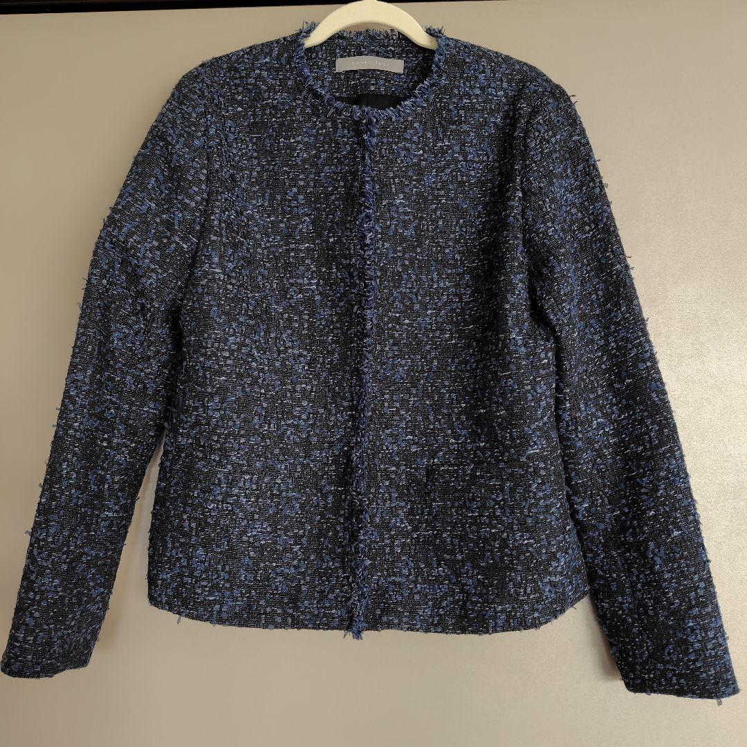 theory luxe ノーカラージャケット ダークブルー