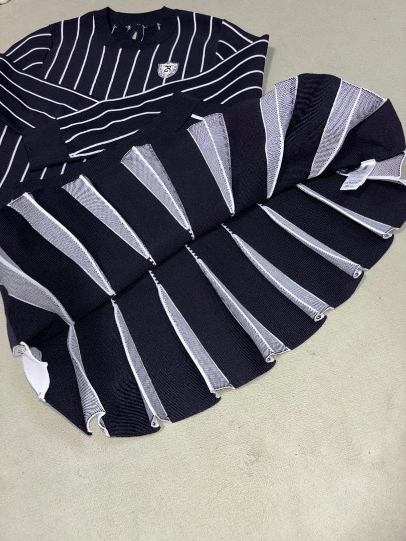 （美品）パーリーゲイツ、ストライプ柄シリーズ、セットアップ、サイズ1