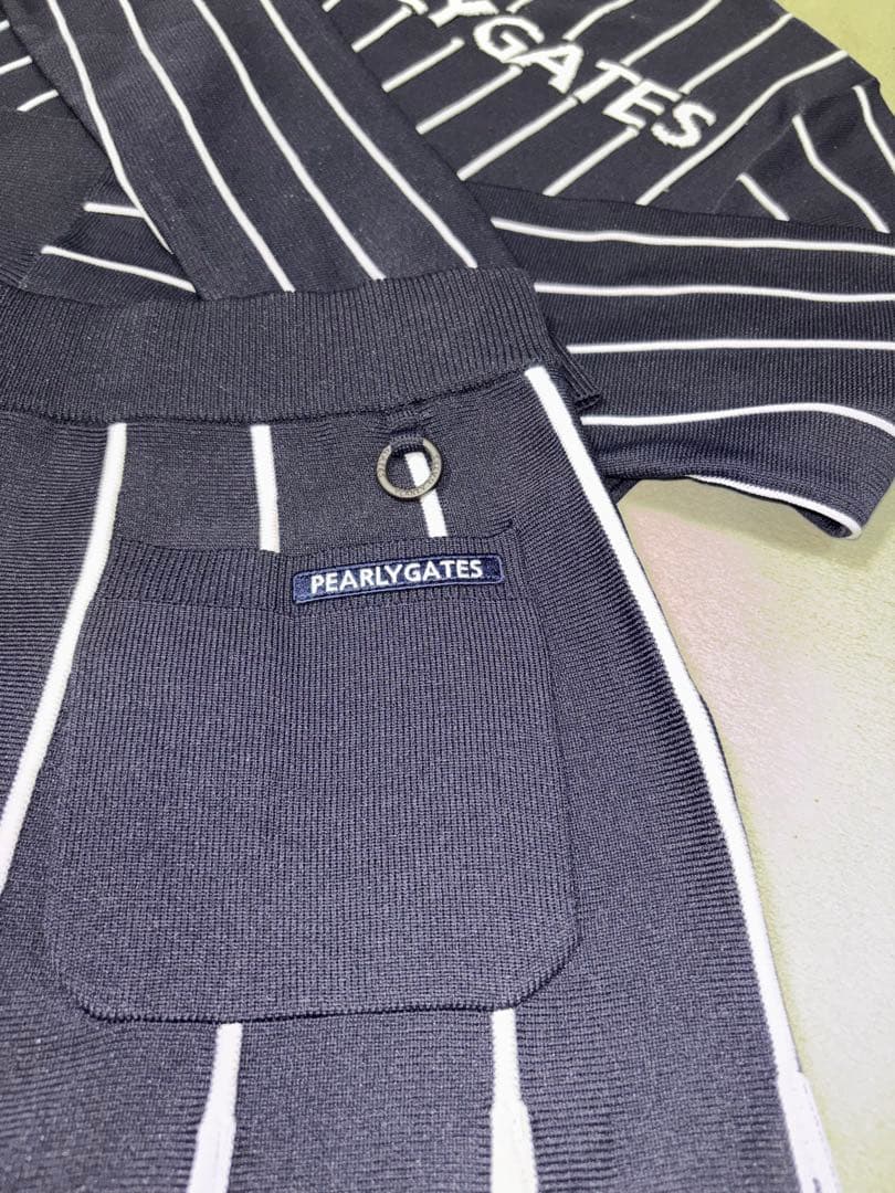 （美品）パーリーゲイツ、ストライプ柄シリーズ、セットアップ、サイズ1