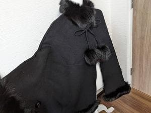 224　ソレイユ　ダブルフェイス　フォックス　ポンチョコート　マント　ケープ