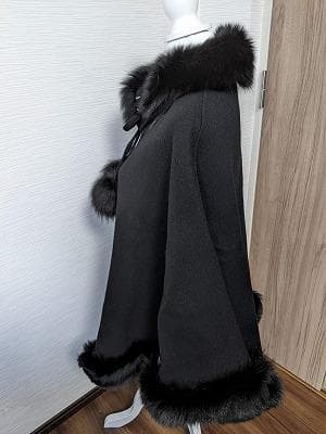 224　ソレイユ　ダブルフェイス　フォックス　ポンチョコート　マント　ケープ