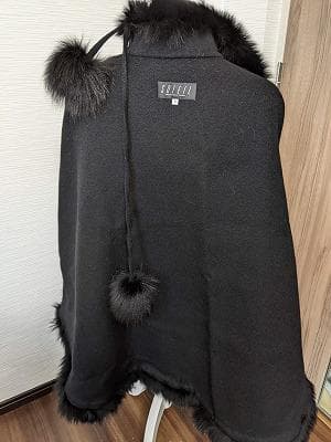 224　ソレイユ　ダブルフェイス　フォックス　ポンチョコート　マント　ケープ