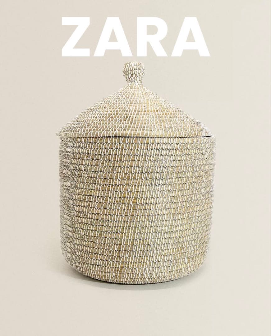 ☘️送料込⭐️新品同様⭐️ZARA ザラ⭐️大型フタ付きラウンドバスケット⭐️北欧