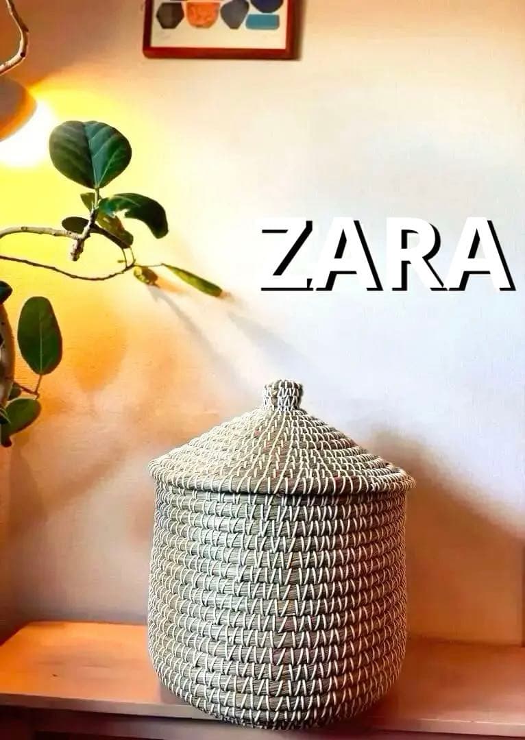 ☘️送料込⭐️新品同様⭐️ZARA ザラ⭐️大型フタ付きラウンドバスケット⭐️北欧