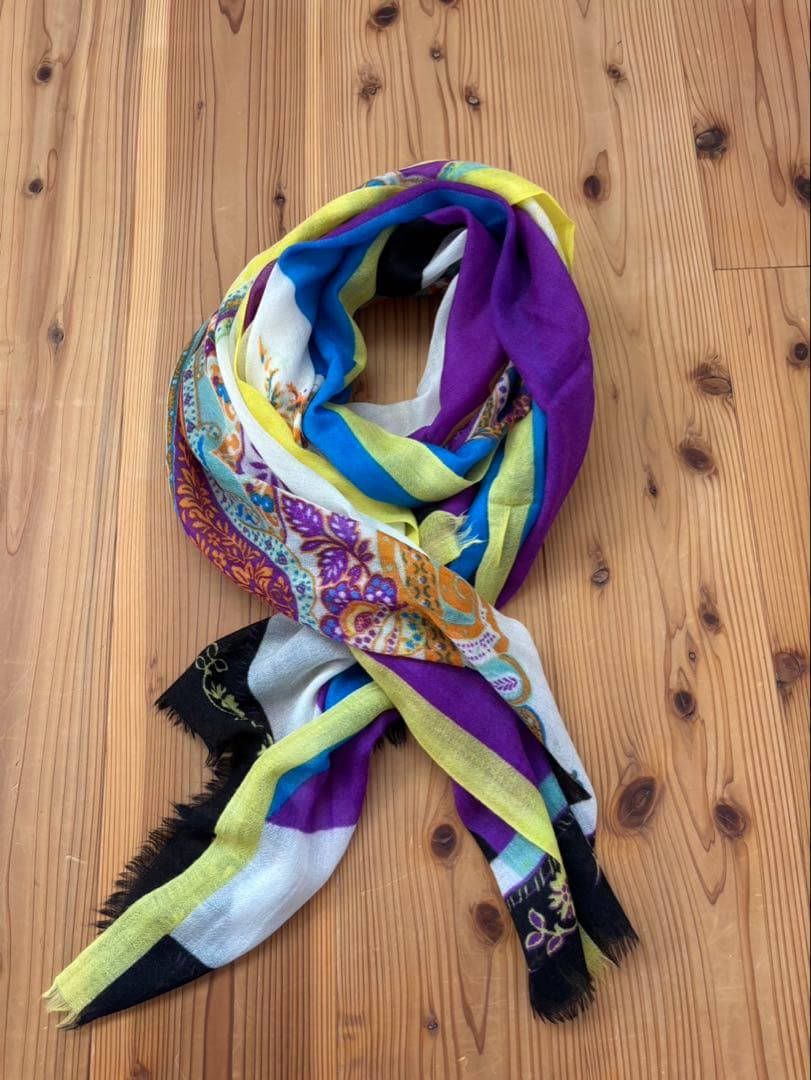 ETRO ペイズリー柄ストール カシミヤ 箱無し