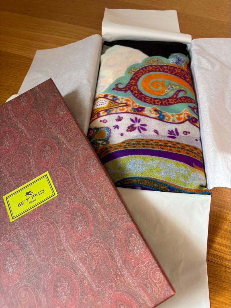 ETRO ペイズリー柄ストール カシミヤ 箱無し