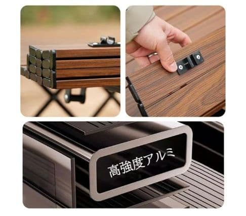 LEESA 120×70 アウトドアテーブル キャンプテーブル 焚き火 高さ調整