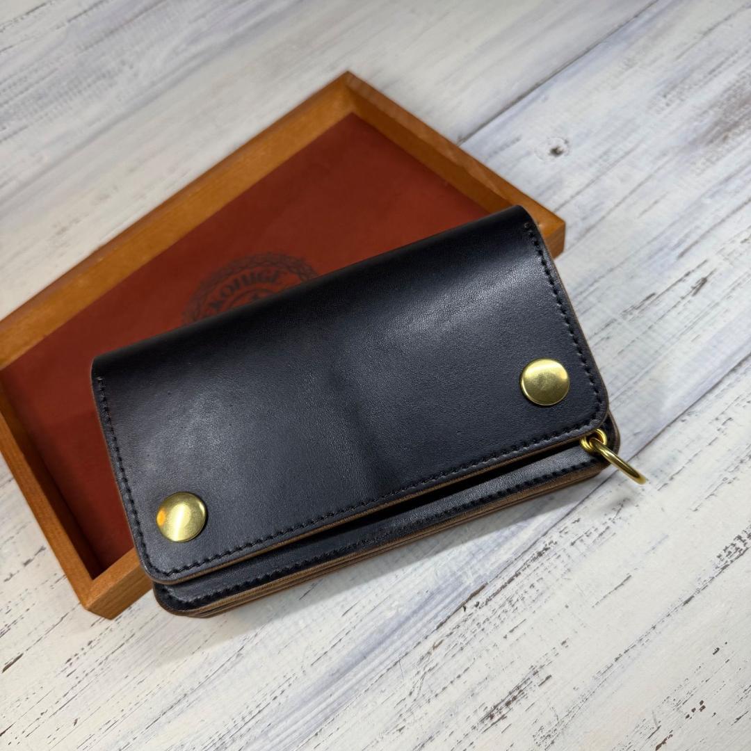 【トラッカーウォレット ミドル 3層】ホースバット ゴールド YKK