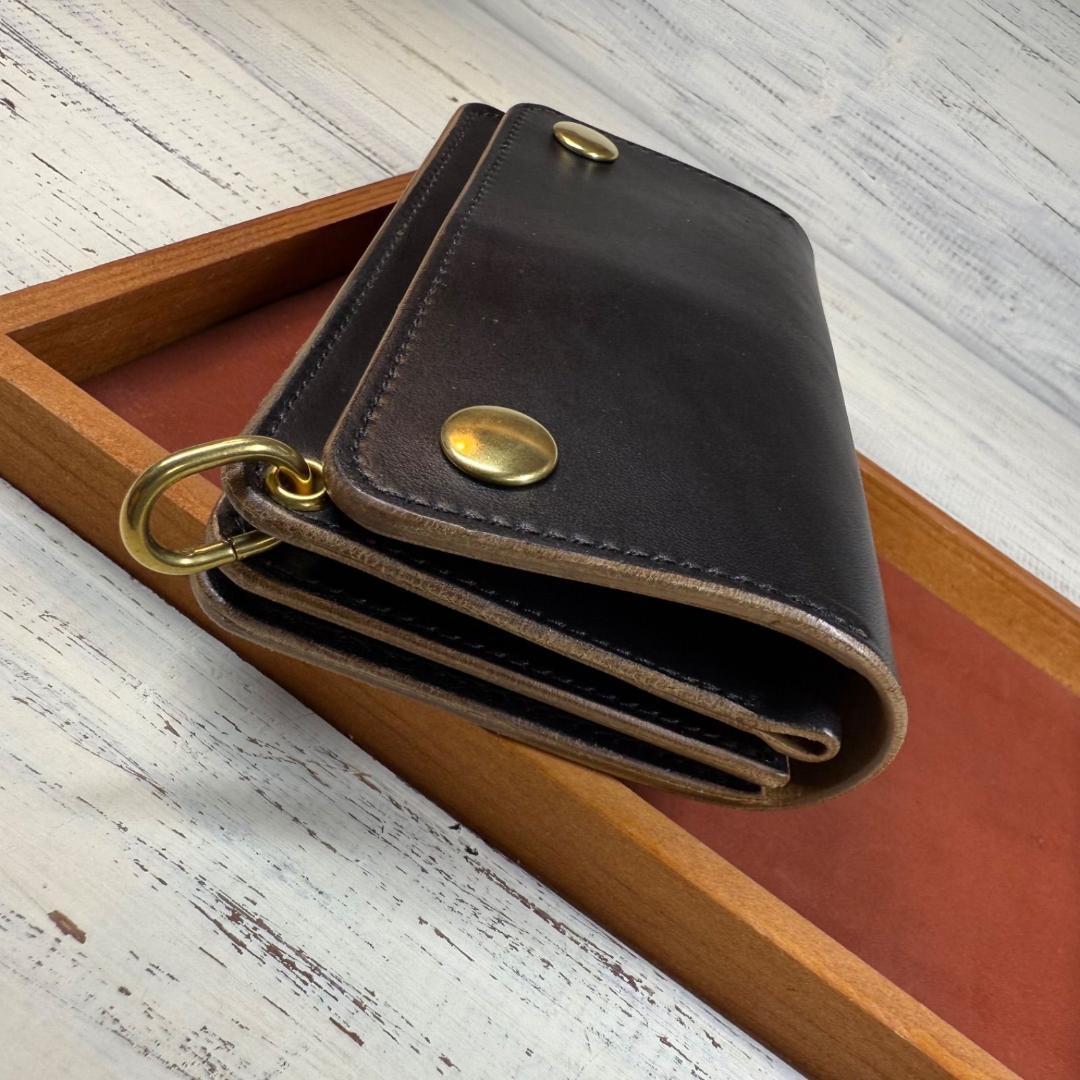 【トラッカーウォレット ミドル 3層】ホースバット ゴールド YKK