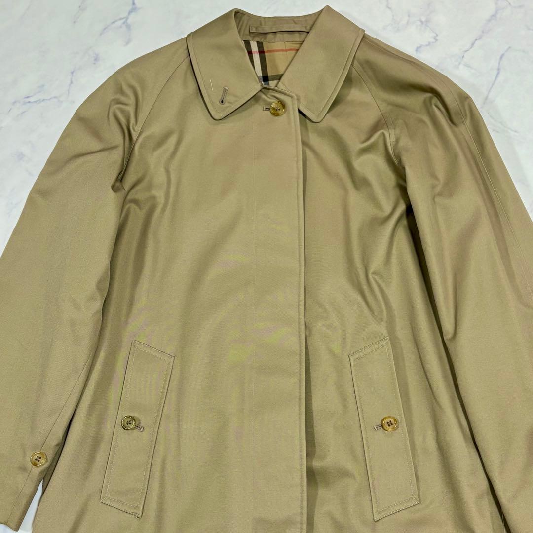 美品 BURBERRY 英国製 ノバチェック ステンカラーコート ロング L相当