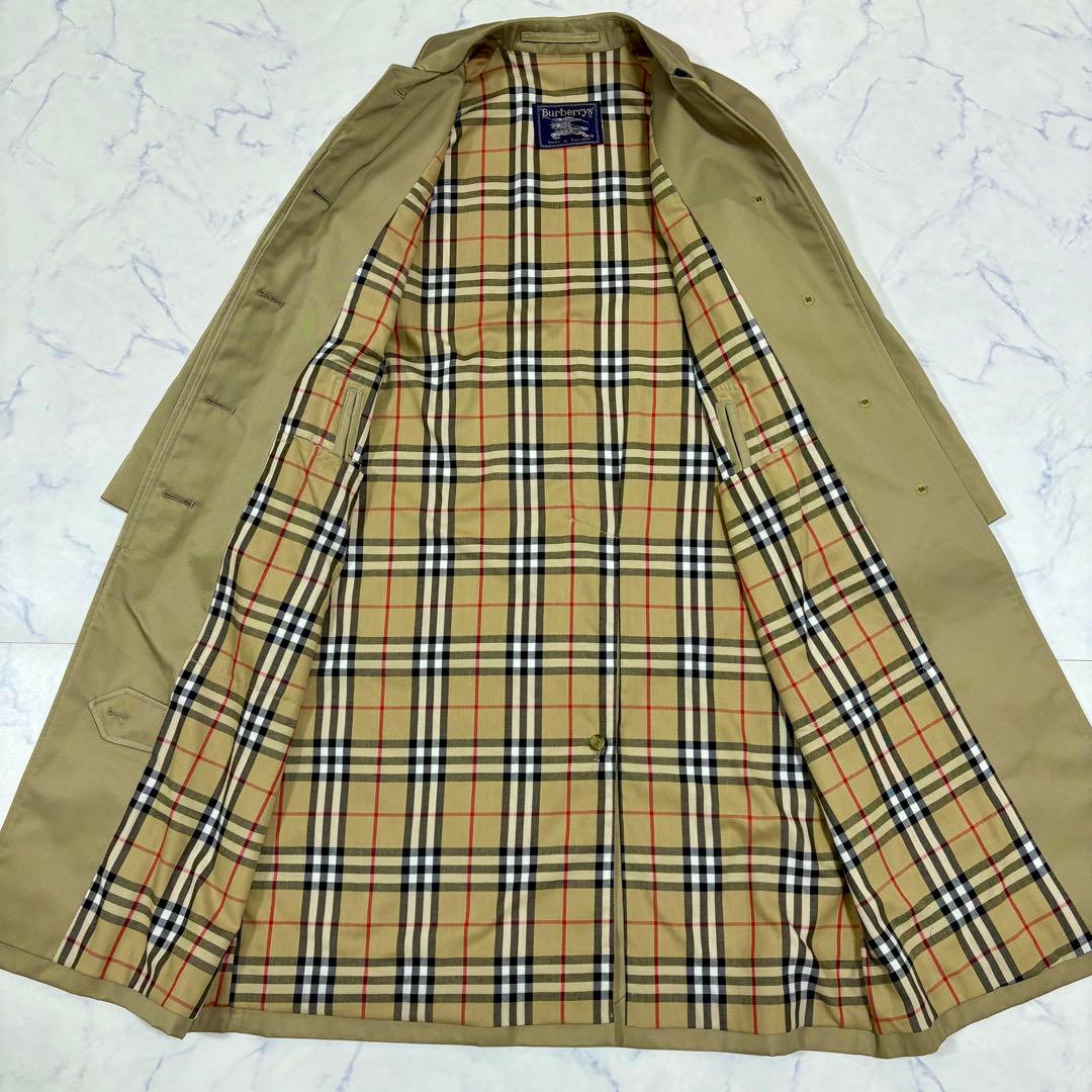 美品 BURBERRY 英国製 ノバチェック ステンカラーコート ロング L相当