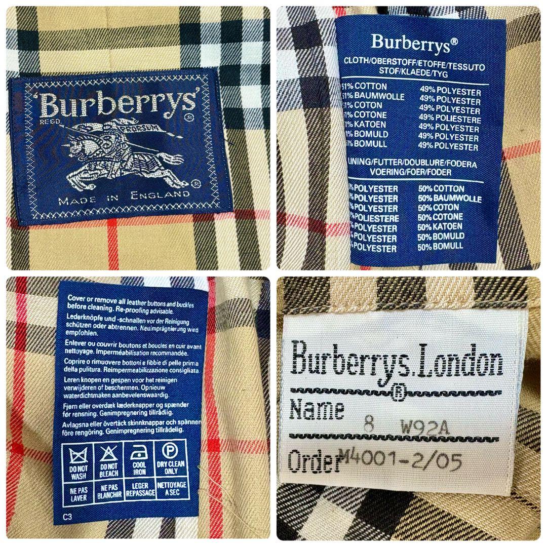 美品 BURBERRY 英国製 ノバチェック ステンカラーコート ロング L相当