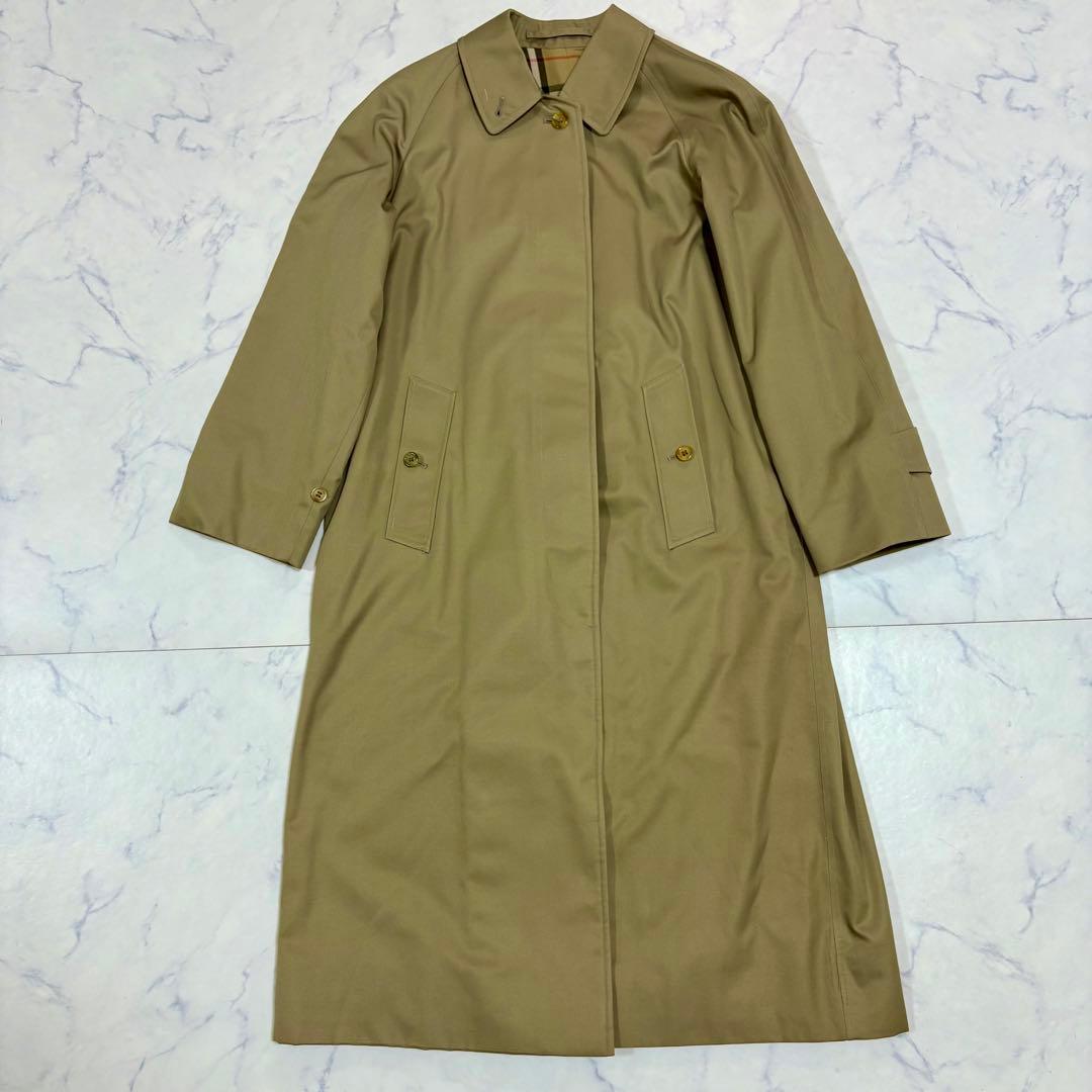 美品 BURBERRY 英国製 ノバチェック ステンカラーコート ロング L相当