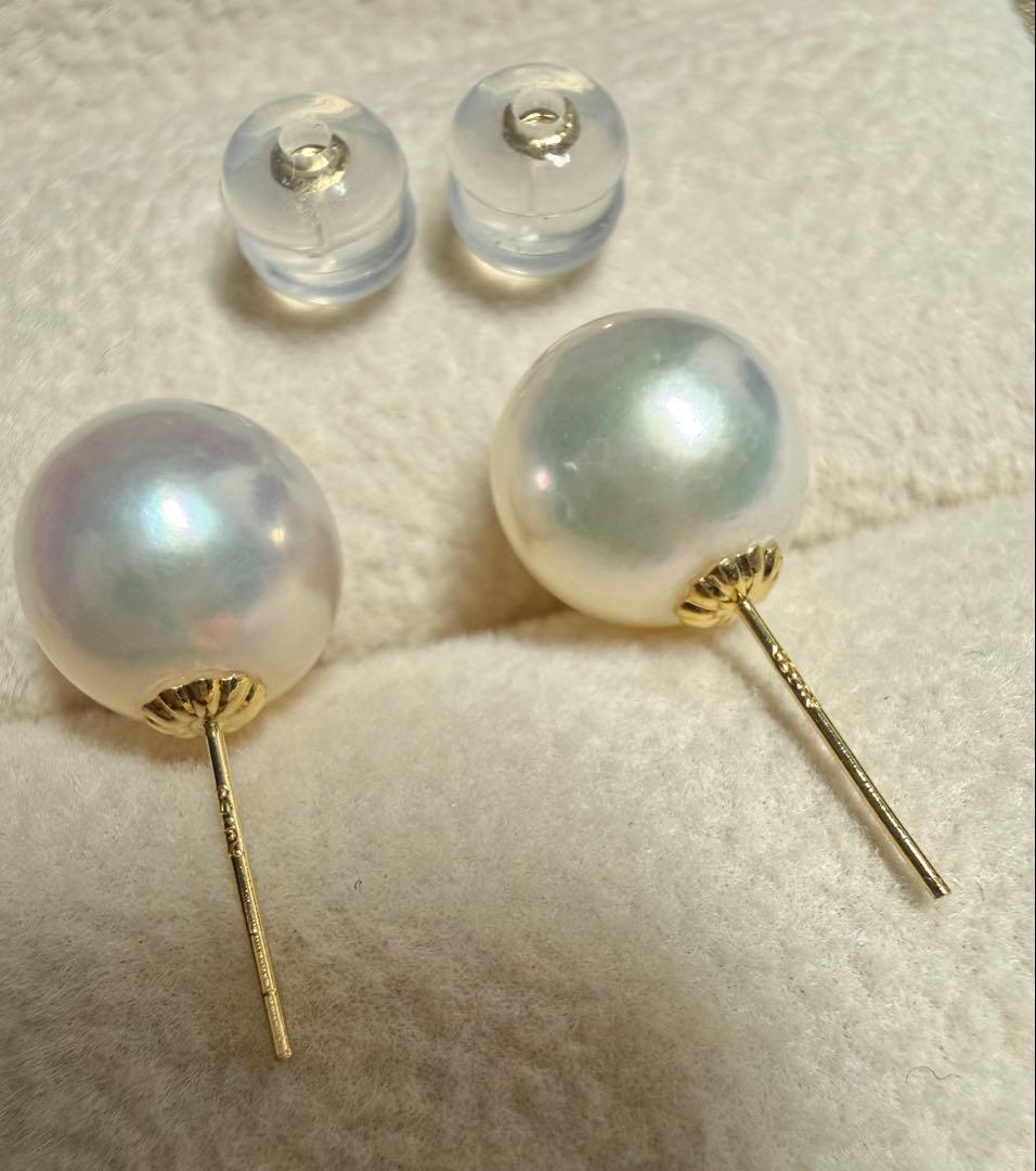 B608 アコヤ本真珠　18k金　ピアス　本物　海水 真珠　パール