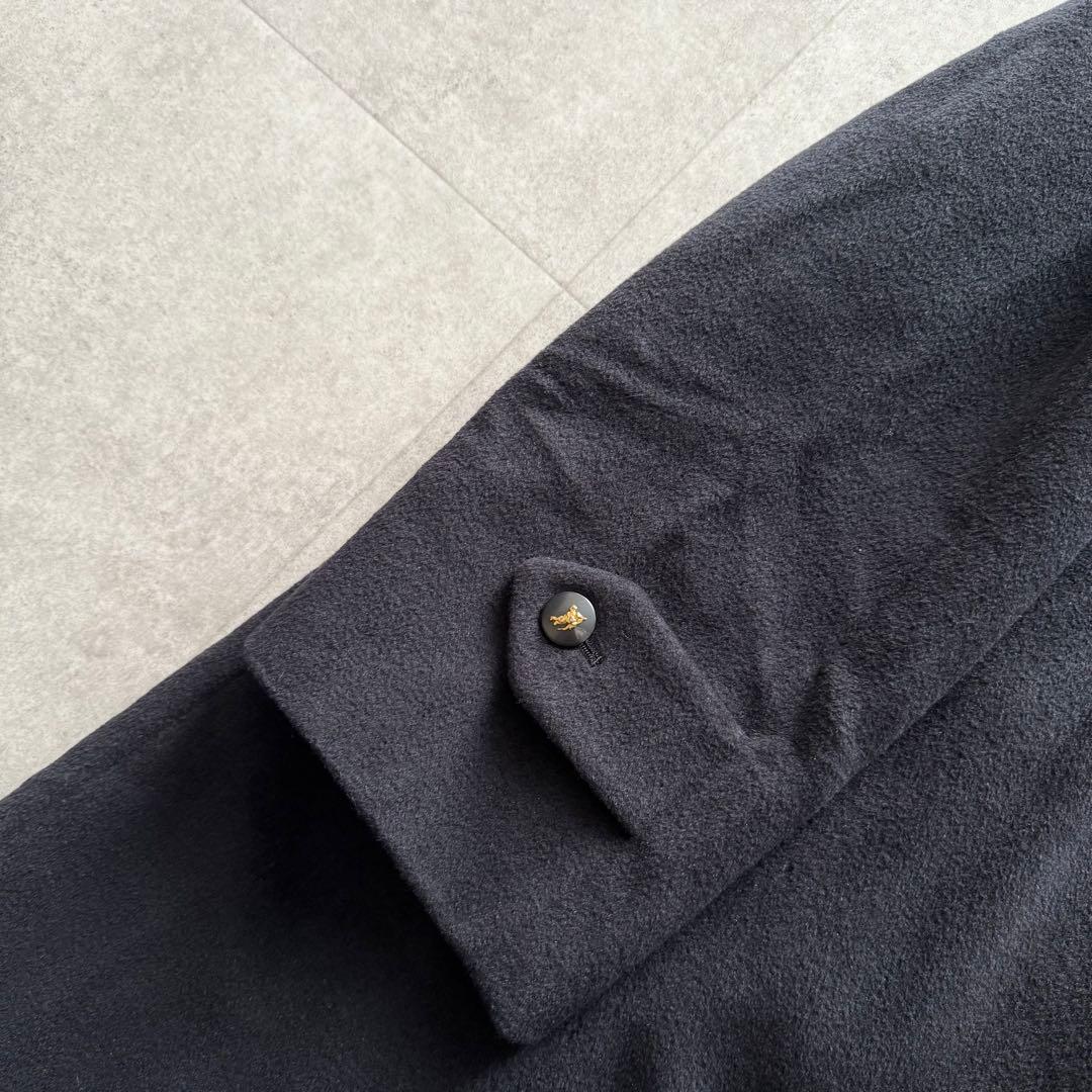 バーバリーズ　ロングコート　ロゴボタン　ホースロゴ　アンゴラ100％　黒　9