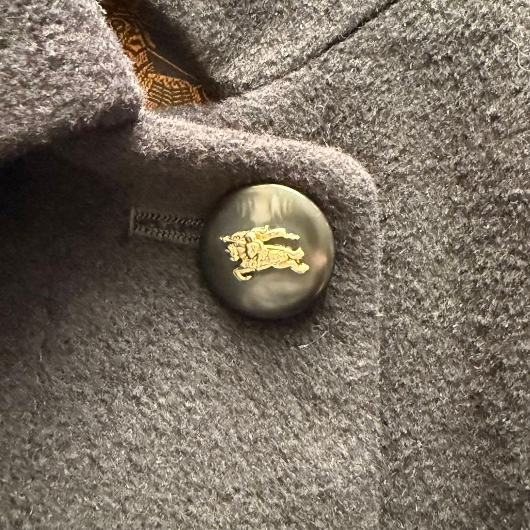 バーバリーズ　ロングコート　ロゴボタン　ホースロゴ　アンゴラ100％　黒　9