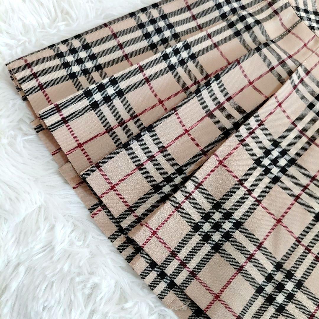 極美品✨バーバリーブルーレーベル　ラップスカート　プリーツ　ノバチェック　牛革