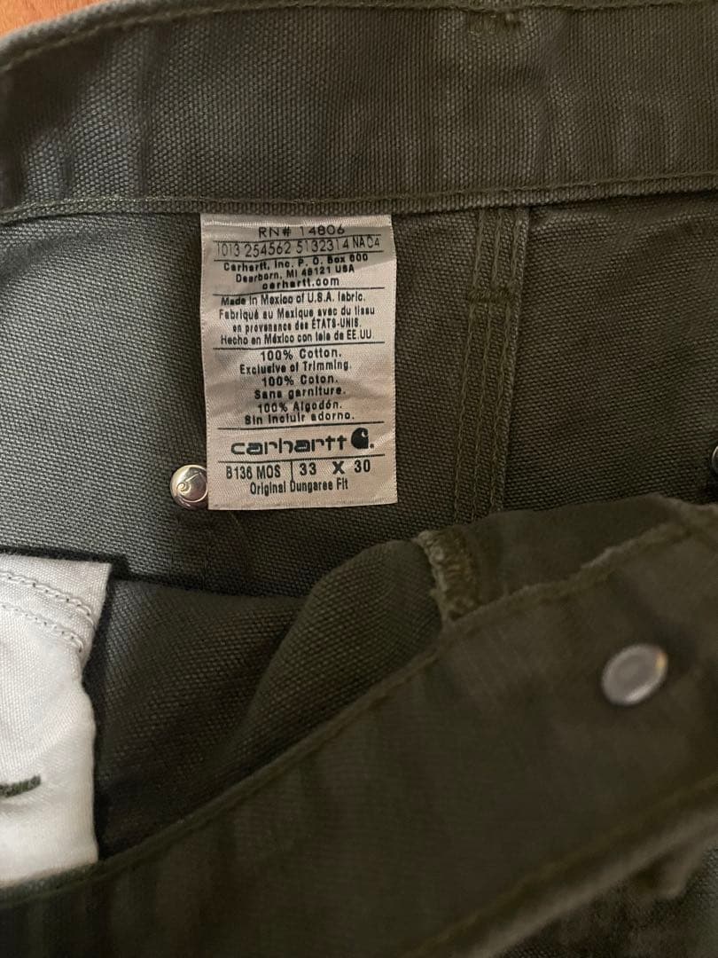 Carhartt ダブルニー 33x30 オリーブグリーン カスタム