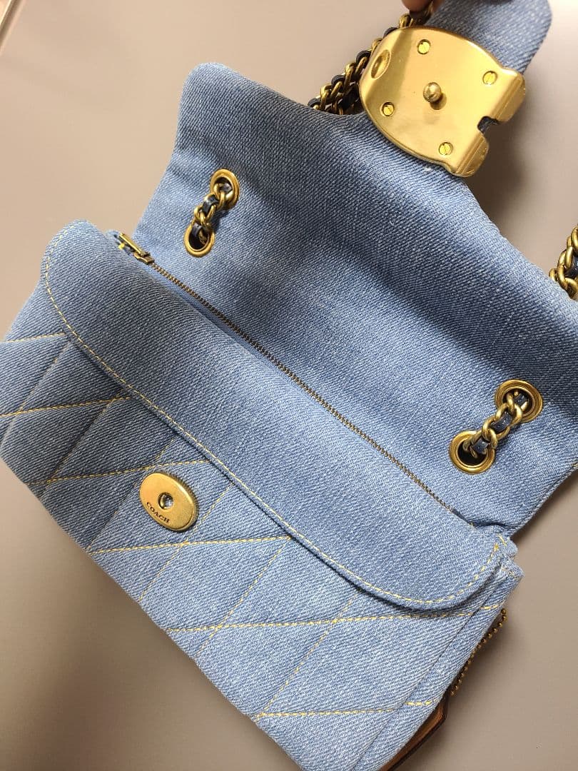 美品 COACH デニム キルティング ショルダーバッグ