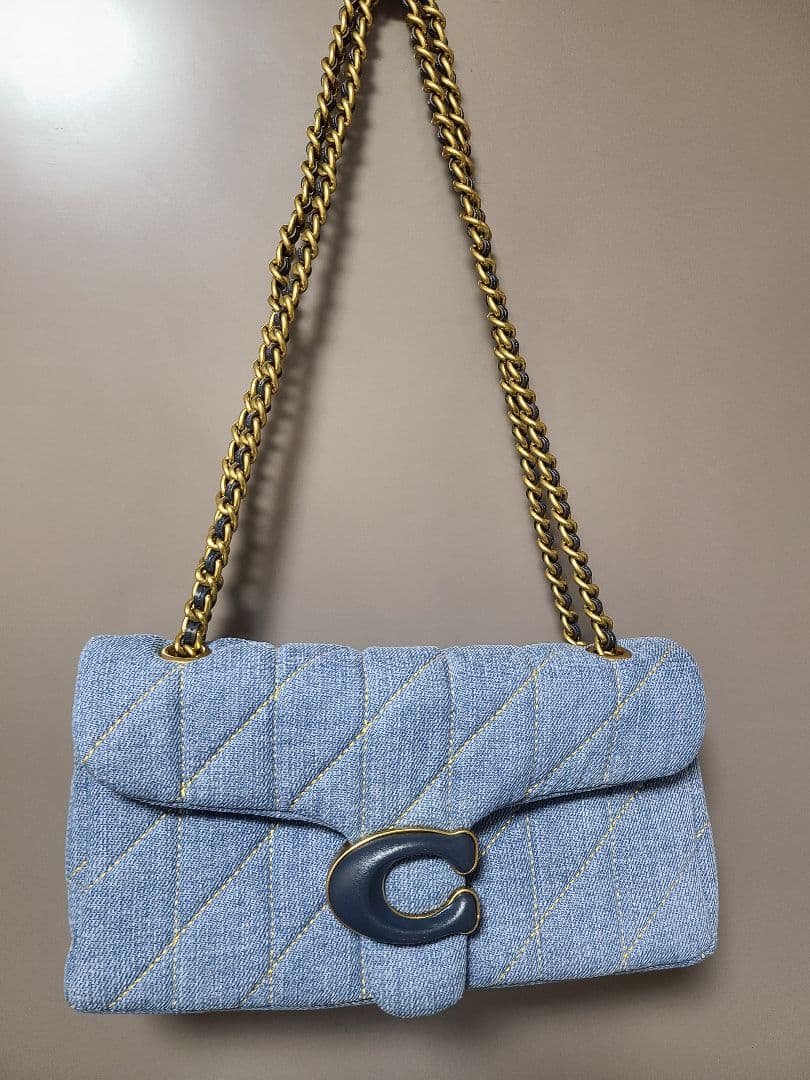 美品 COACH デニム キルティング ショルダーバッグ