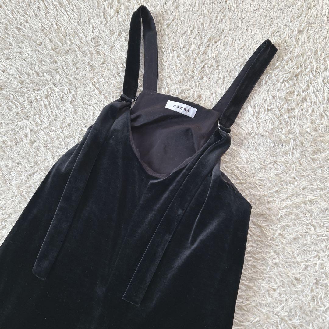 美品　SACRA サクラ トリアセテートベロア サロペット オールインワン