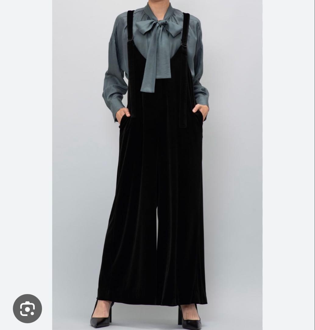 美品　SACRA サクラ トリアセテートベロア サロペット オールインワン