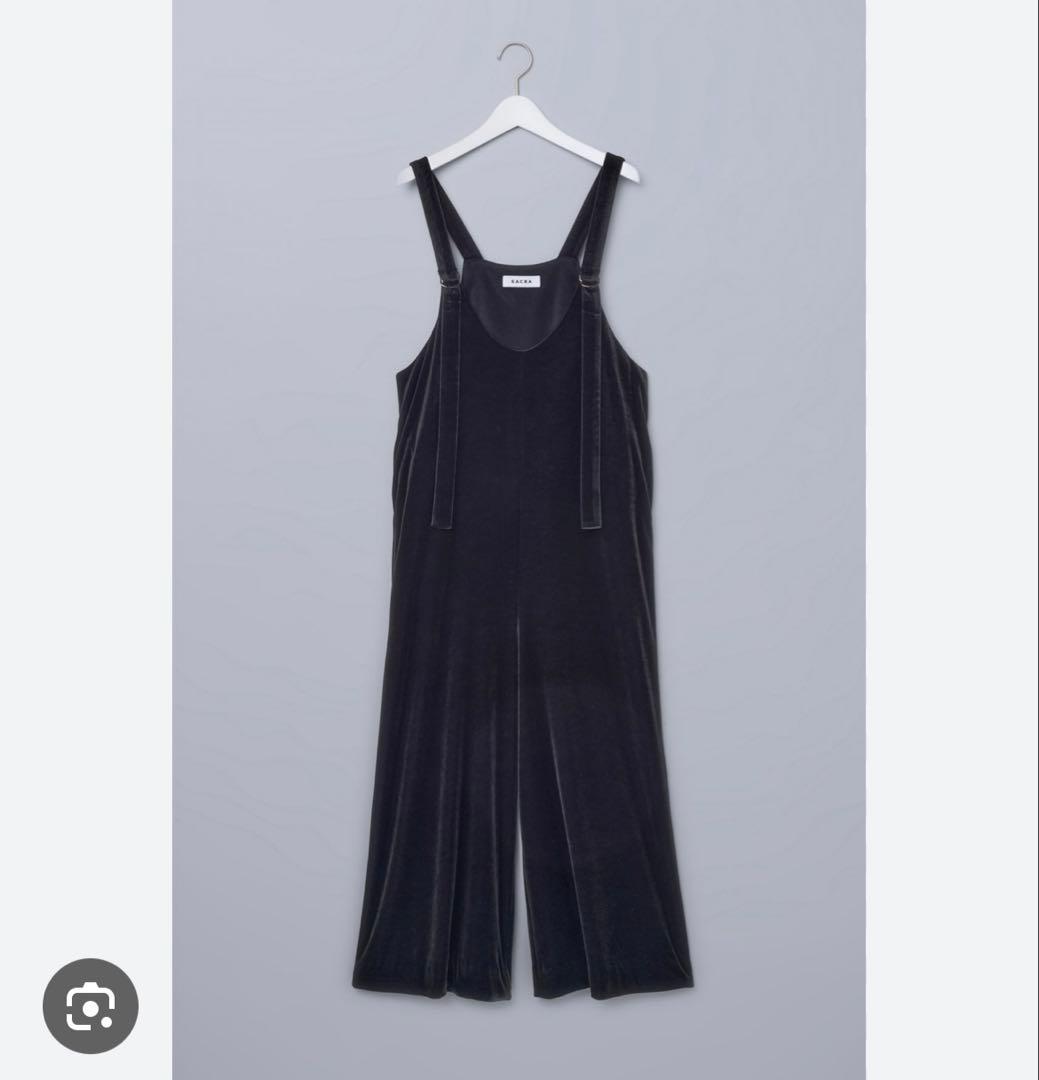 美品　SACRA サクラ トリアセテートベロア サロペット オールインワン