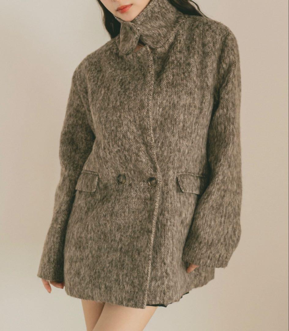 VANNIE U ミックスシャギーテーラードジャケットコート