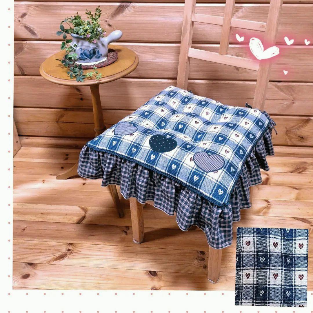 ⭐️アメリカンカントリー雑貨❤ハート❤いっぱいフリフリチェアパッド♡45cm角♡