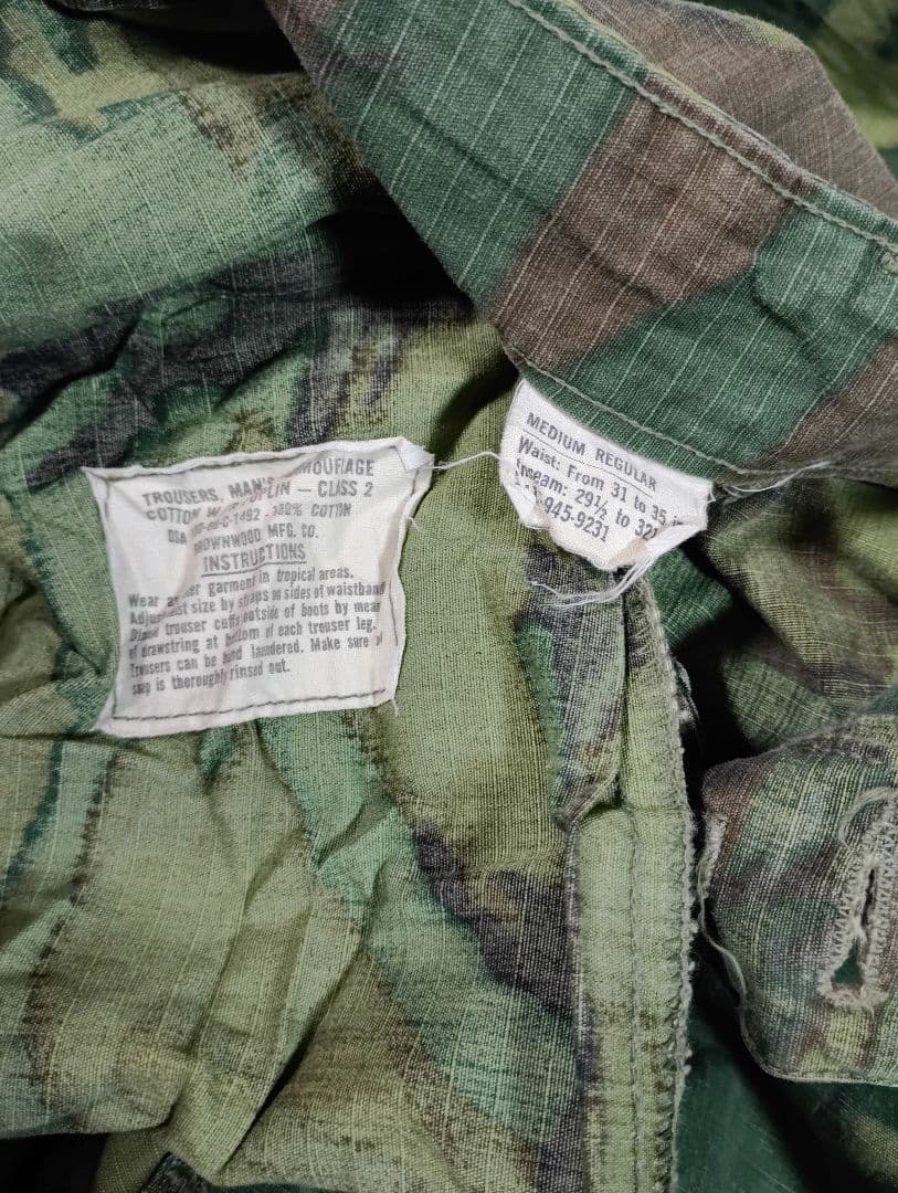 ベトナム戦争米軍ジャングルファティーグ4thEDRLグリーンリーフカモ上下セット