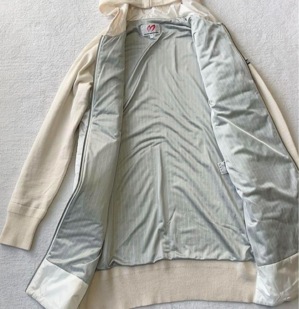 美品　マスターバニー　中綿　ワンピース　コート　ニット　白　 蓄熱裏地　フード