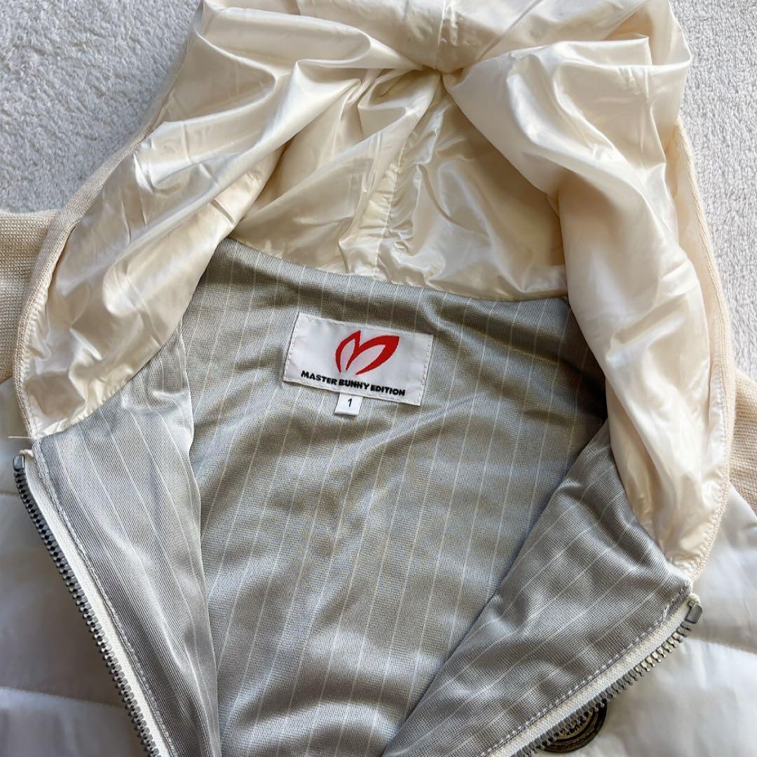 美品　マスターバニー　中綿　ワンピース　コート　ニット　白　 蓄熱裏地　フード