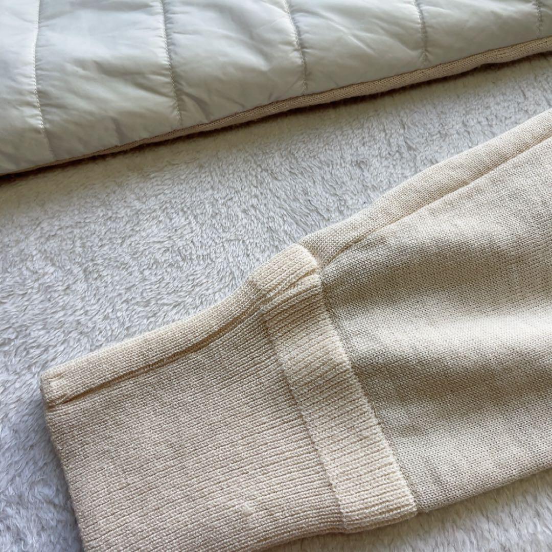 美品　マスターバニー　中綿　ワンピース　コート　ニット　白　 蓄熱裏地　フード