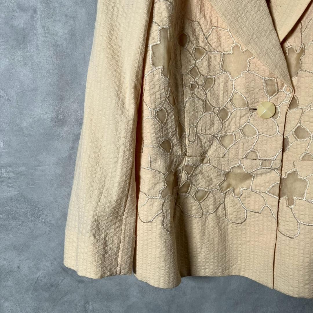 YUKI TORII 刺繍 シルクガーゼ シアサッカー ジャケット N1819